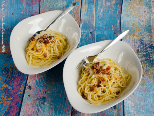 Spaghetti with Swede and Bacon