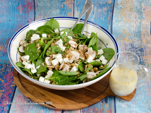 Spinach and Mushroom Salad with Quinoa